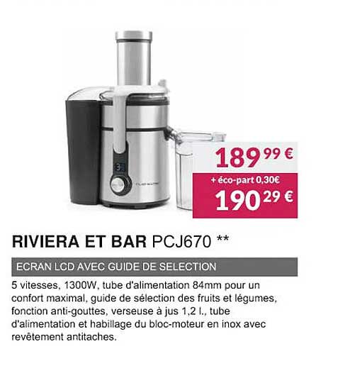 riviera et bar pcj670 écran lcd avec guide sélection
