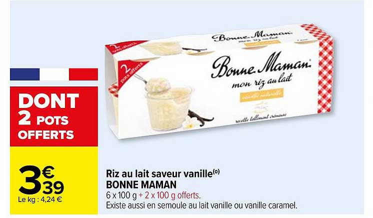 riz au lait saveur vanille bonne maman