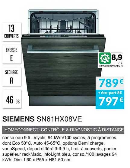 siemens sn61hx08ve homeconnect: contrôle & diagnostic à distance