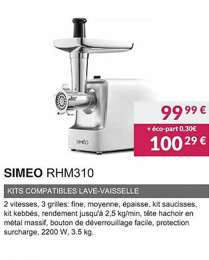 simeo rhm310 kits compatibles lave-vaisselle