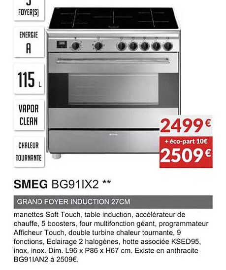 smeg bg91ix2 grand foyer induction 27cm