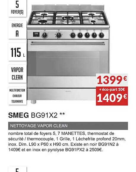 smeg bg91x2 nettoyage vapor clean