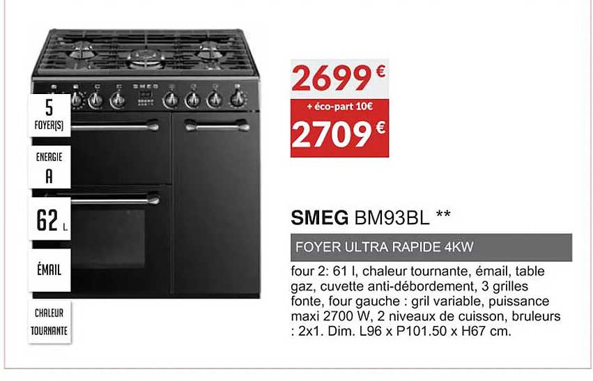 smeg bm93bl foyer ultra rapide 4kw