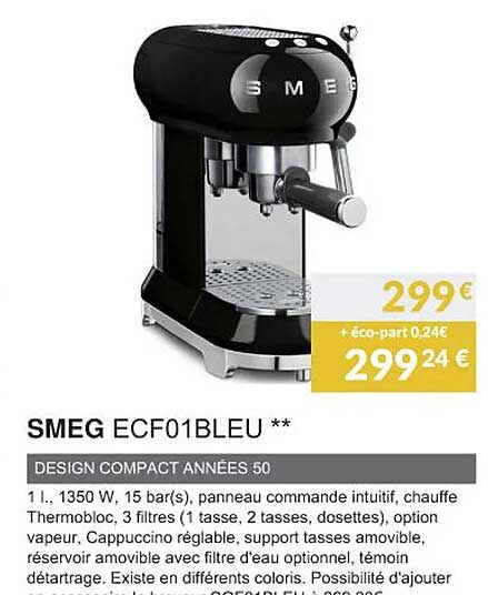 smeg ecf01bleu design compact années 50