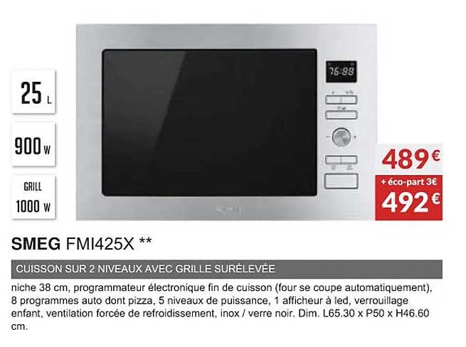 smeg fmi425x cuisson sur 2 niveaux avec grille surélevée