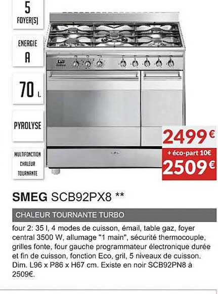 smeg scb92px8 chaleur tournante turbo