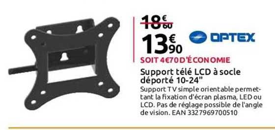 support télé lcd à socle déporté 10-24" optex