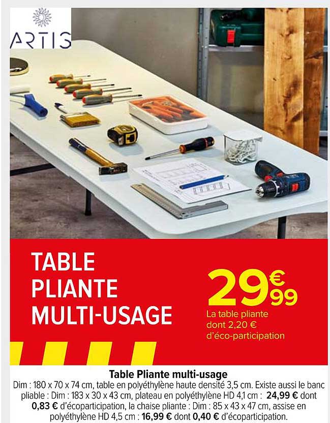 table pliante multi-usage artis