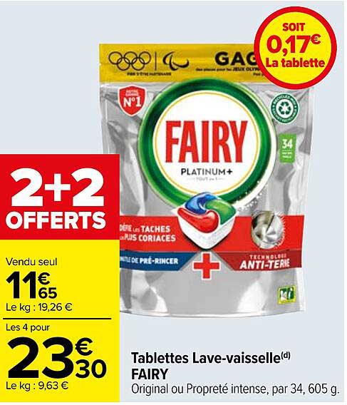 tablettes lave-vaisselle fairy
