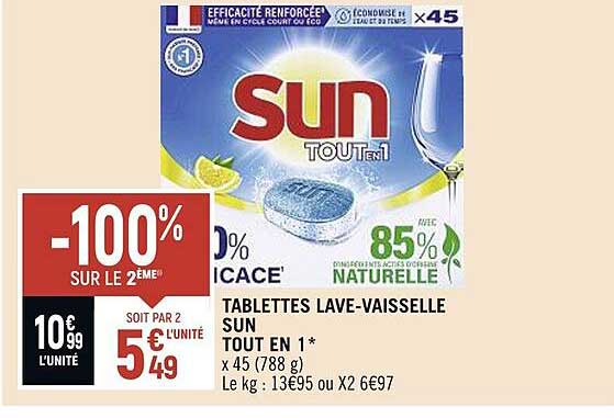 tablettes lave-vaisselle sun tout en 1