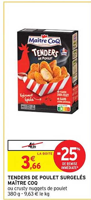 tenders de poulet surgelés maître coq