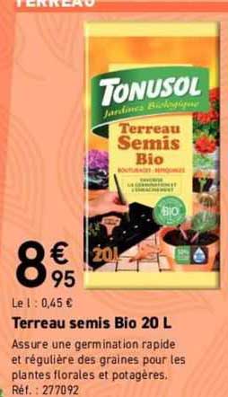 terreau semis bio 20l tonusol