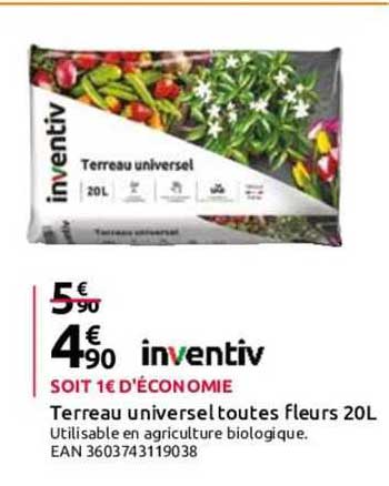 terreau universel toutes fleurs 20l inventiv