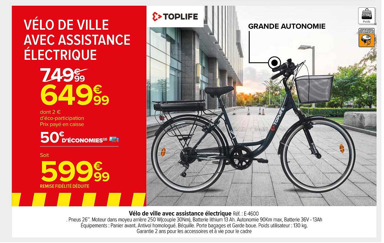 vélo de ville avec assistance électrique toplife