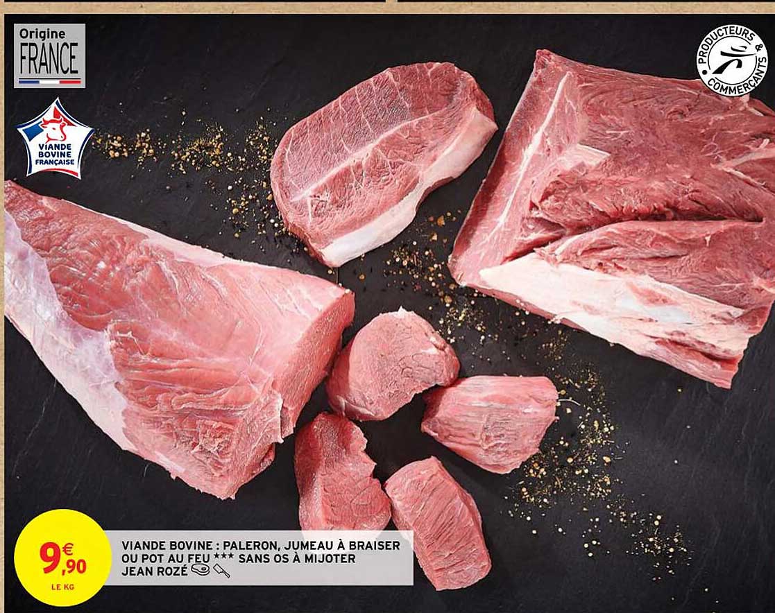 viande bovine : paleron, jumeau à braiser ou pot au feu***sans os à mijoter jean rozé