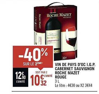 vin de pays d'oc i.g.p. cabernet sauvignon roche mazet rouge