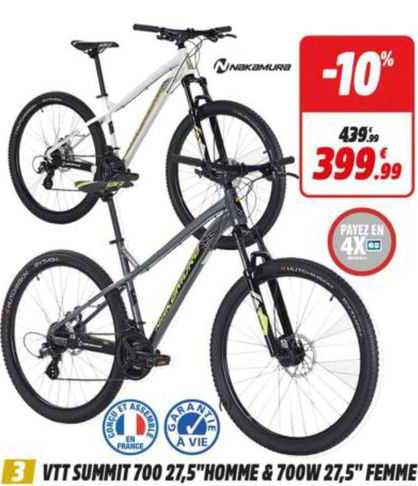 vtt summit 700 27,5" homme x 700w 27,5" femme