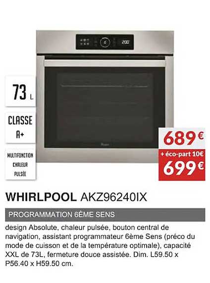 whirlpool akz96240ix programmation 6ème sens