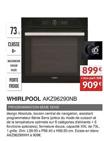 whirlpool akz96290nb programmation 6ème sens