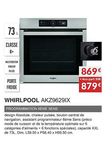 whirlpool akz9629ix programmations 6ème sens