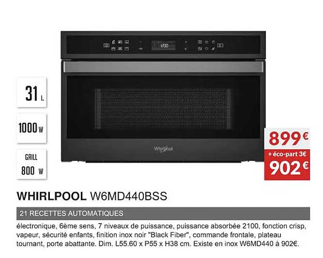 whirlpool w6md440bss 21 recettes automatiques