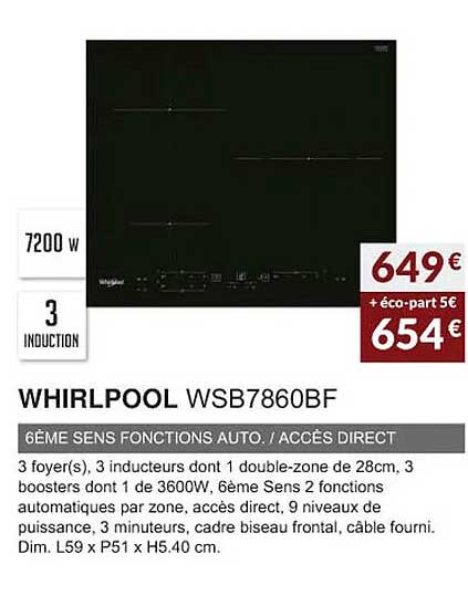 whirlpool wsb7860bf 6ème sens fonctions auto. ou accès direct