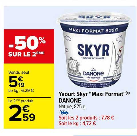 yaourt skyr "maxi format" danone