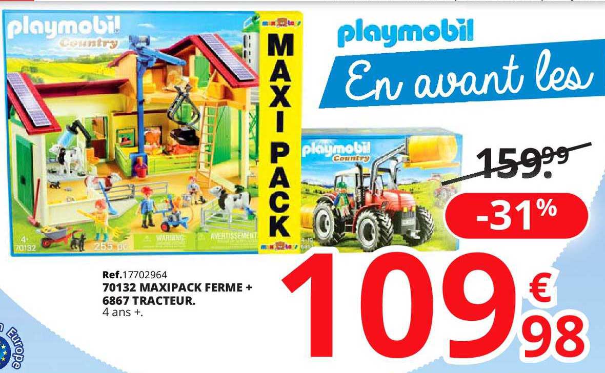 70132 maxipack ferme + 6867 tracteur playmobil