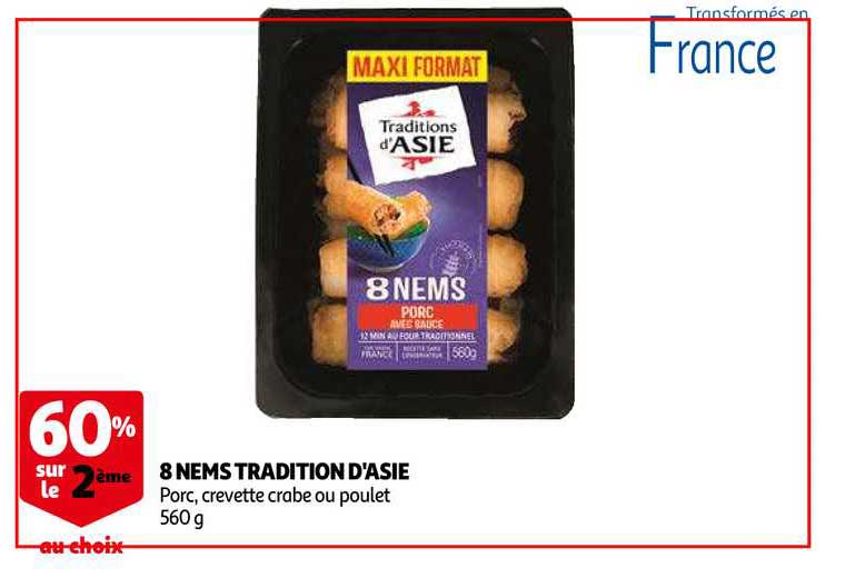 8 nems tradition d'asie 68% sur le 2ème au choix
