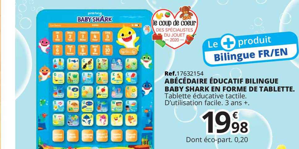 abécédaire éducatif bilingue baby shark en forme de tablette