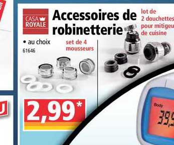 accessoires de robinetterie casa royale