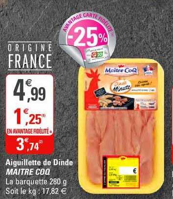 aiguillette de dinde maître coq