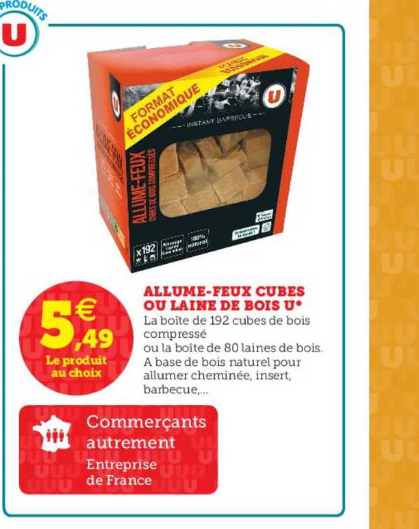 allume feux cubes ou laines de bois u