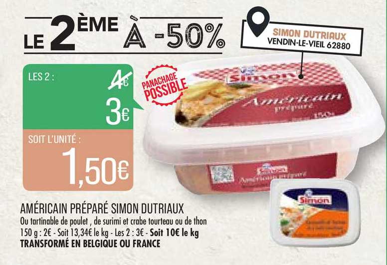 américain préparé simon dutriaux le 2ème à -50%