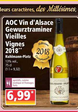 aoc vin d'alsace gewurztraminer vieilles vignes 2018 kuhlmann platz