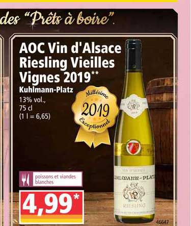 aoc vin d'alsace riesling vieilles vignes 2019 kuhlmann platz