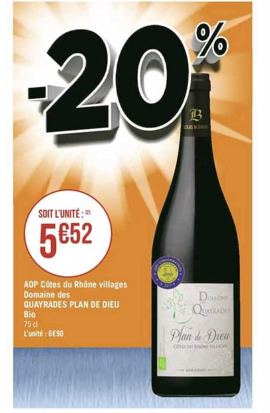 aop côtes du rhône villages domaines des quayrades plan de dieu bio