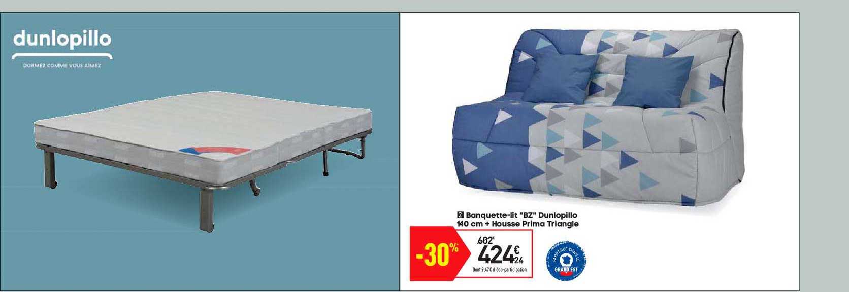 banquette-lit "bz" duniopillo 140 cm + housse prima triangle