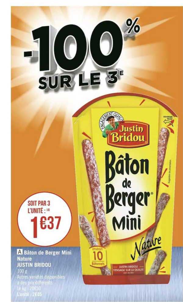Bâton De Berger Mini Nature Justin Bridou -100% Sur Le 3e