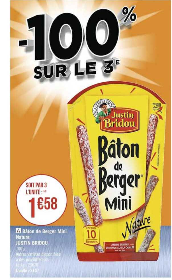 bâton de berger mini nature justin bridou