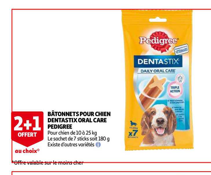 bâtonnets pour chien dentastix oral care pedigree 2+1 offert au choix