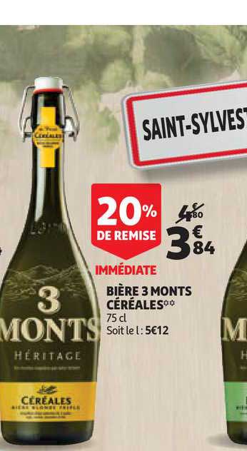 bière 3 monts céréales 20% remise immédiate