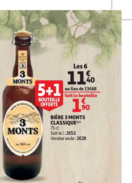 bière 3 monts classique 5+1 offerte