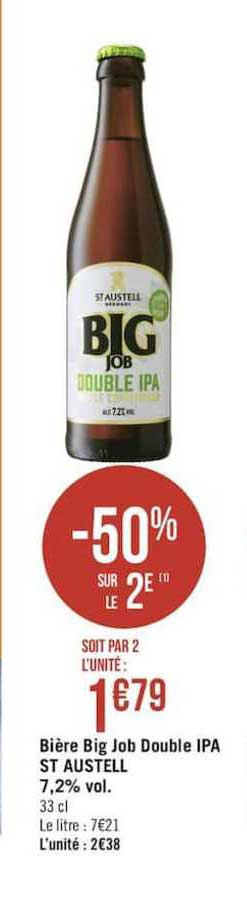 bière big job double ipa st austel -50% sur le 2e