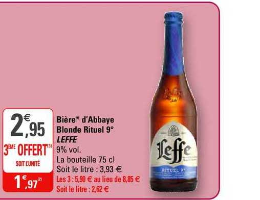 bière d'abbaye blonde rituel 9° leffe