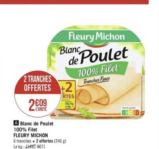 blanc de poulet 100% filet fleury michon