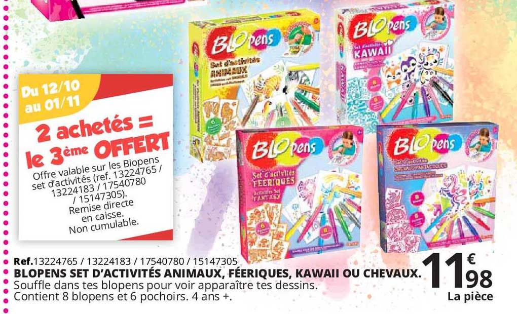 blopens set d'activités animaux, féeriques, kawaii ou chevaux