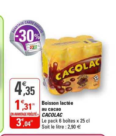 boissons lactée au cacao cacolac