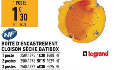 boîte d'encastrement cloison sèche batibox legrand