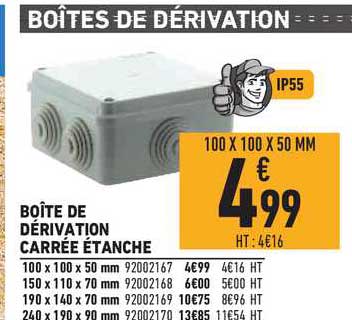 boîte de dérivation carrée étanche